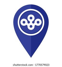 icono de marcador de mapa plano con bandera osaka, aislado en fondo blanco