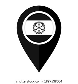 flat map marker icon with osnabruck flag isolated on white background
