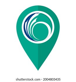 flat map marker icon with ottawa flag isolated on white background

