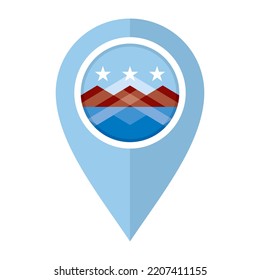 icono de marcador de mapa plano con marca peoria aislada en fondo blanco. ilustración vectorial