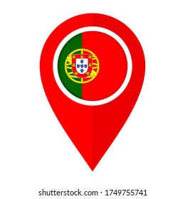 icono del marcador de mapa plano con marca portugal