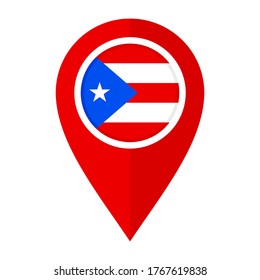 flat map marker icon with puerto rico flag isolated on white background