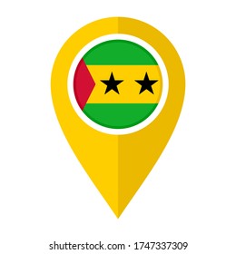 flat map marker icon with sao tome and principe flag isolated on white background