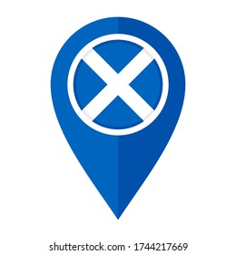 flat map marker icon with scotland flag isolated on white background