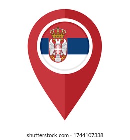 flat map marker icon with serbia flag isolated on white background