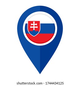 flat map marker icon with slovakia flag isolated on white background