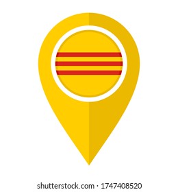 icono del marcador de mapa plano con vietnam sur aislado en fondo blanco