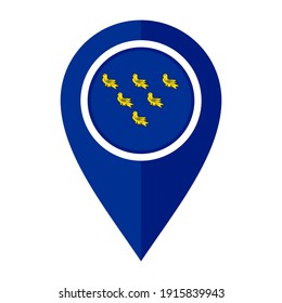 flat map marker icon with sussex flag isolated on white background

