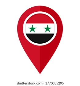 flat map marker icon with syria flag, isolated on white background