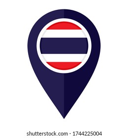flat map marker icon with thailand flag isolated on white background