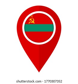 flat map marker icon with transnistria flag, isolated on white background