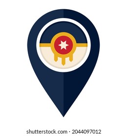 flat map marker icon with tulsa city flag isolated on white background
