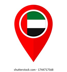 flat map marker icon with uae flag isolated on white background