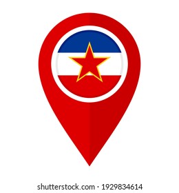 flat map marker icon with yugoslavia flag isolated on white background
