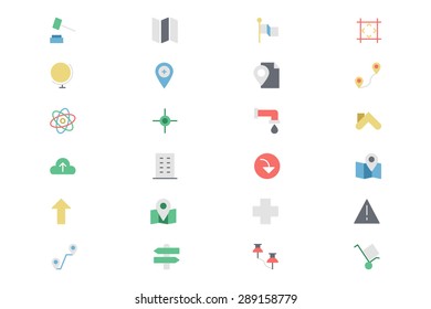 Flat Map and Navigation Colored Icons 3