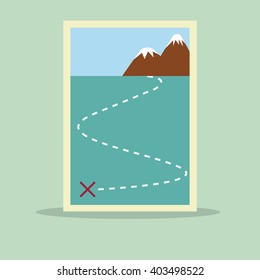flat map on light blue background