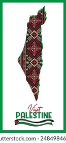 Flat map of Palestine drawn by hand