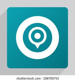 flat map pin icon, white on green background 