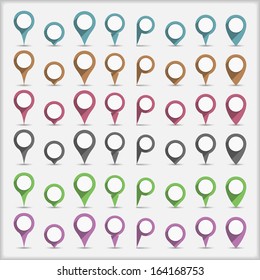 Flat map pins collection, vector eps10 illustration