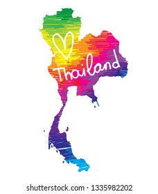 
Flat map of Thailand. Multicolored drawing markers. Bright colours.