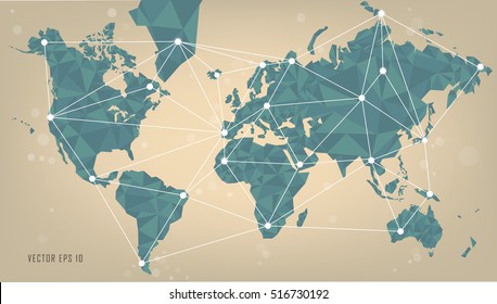 Flat map of the world with triangles