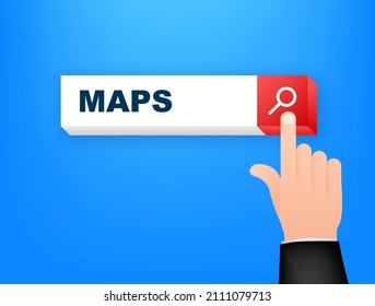 Flat maps search line for mobile app design. Search bar icon. Map pin.