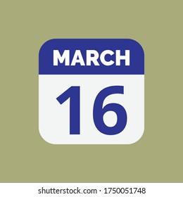 Vector de material de iconos de fecha natural 16 de marzo plano