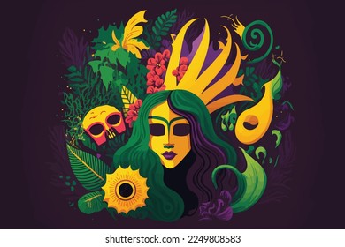 flat Mardi gras concept, background.