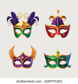 flat Mardi gras mask collection, illustration