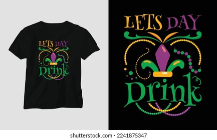 Flat mardi gras T-shirt design with mask, festival theme 