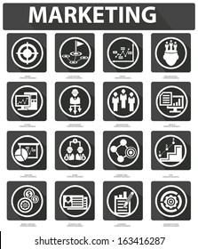Flat Marketing Icons,Black version,vector