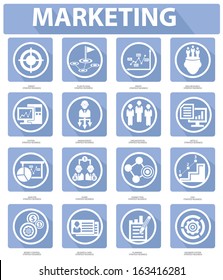 Flat Marketing Icons,Blue version,vector