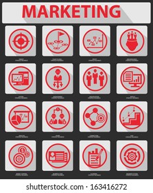 Flat Marketing Icons,Red version,vector