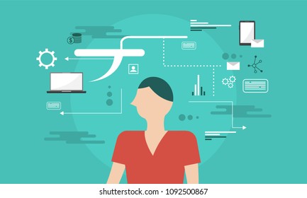 Flat marketing promotion design building