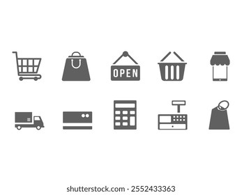 Flat Marketplace Icon Element Set