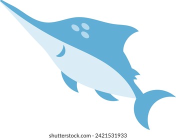 Flat marlin ocean animal icon