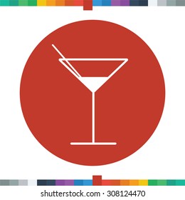 Flat martini glass icon in a circle.