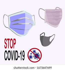 
flat mask design, illustration of breathing protective mask from air and virus pollution. prevention of transmission of dangerous viruses. and stop covid-19 sentences 