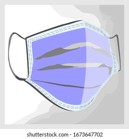 
flat mask design, illustration of breathing protective mask from air and virus pollution. prevention of transmission of dangerous viruses. and stop covid-19 sentences 