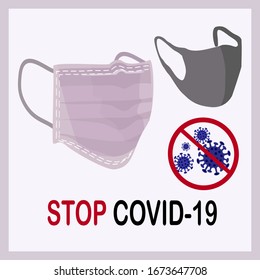 
flat mask design, illustration of breathing protective mask from air and virus pollution. prevention of transmission of dangerous viruses. and stop covid-19 sentences 