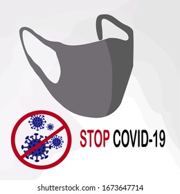 
diseño de máscara plana, ilustración de la protección respiratoria contra la contaminación del aire y virus. prevención de la transmisión de virus peligrosos. y detengan las frases covid-19 