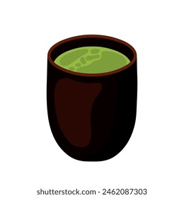 Plano Matcha Bebida y Bebida doodle Clipart icono lindo Ilustración vectorial de dibujos animados aislado sobre fondo blanco