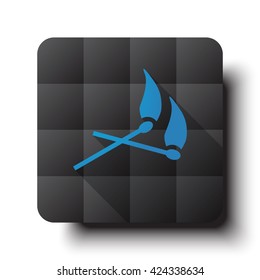 Flat Matches icon on black app button with drop shadow