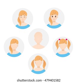 Flat material avatar. Woman