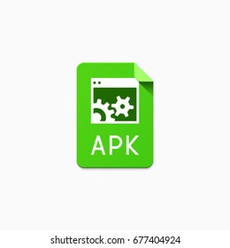 Flat material design APK file type icon. Graphical user interface element for applications, websites & data services