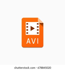 Flat material design AVI file type icon. Graphical user interface element for applications, websites & data services