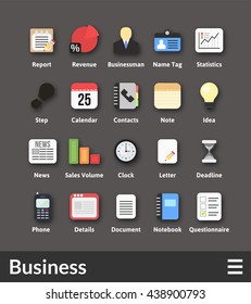 Flat material design icons set - businnes collection