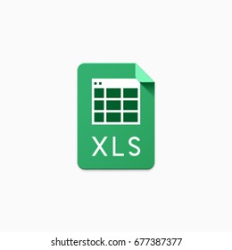 Flat material design XLS file type icon. Graphical user interface element for applications, websites & data services