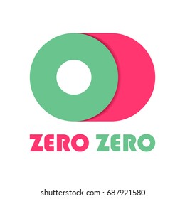 Flat Material Zero And Zero logo with shadow.