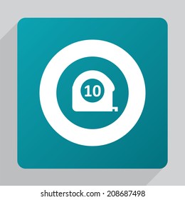 flat measurement icon, white on green background 